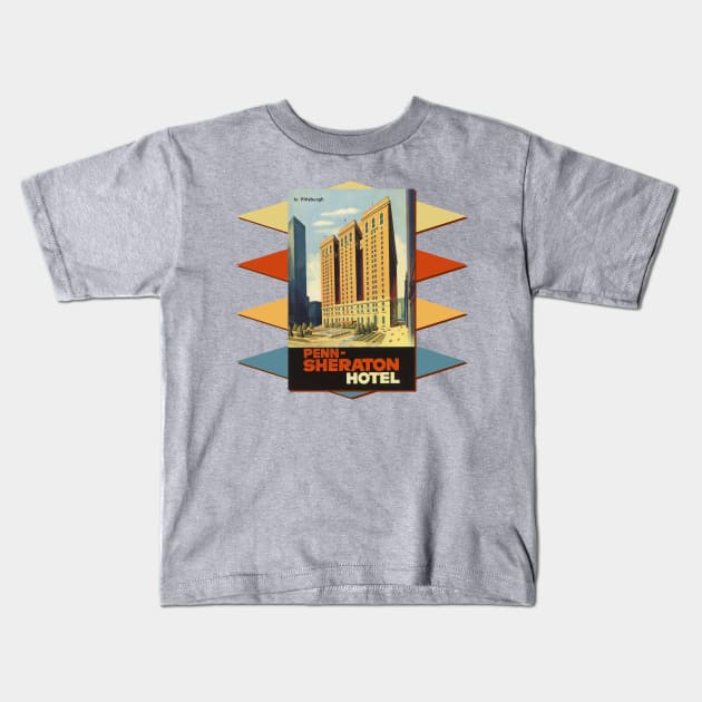 Penn Sheraton Hotel Pittsburgh PA Kids T-Shirt by MatchbookGraphics